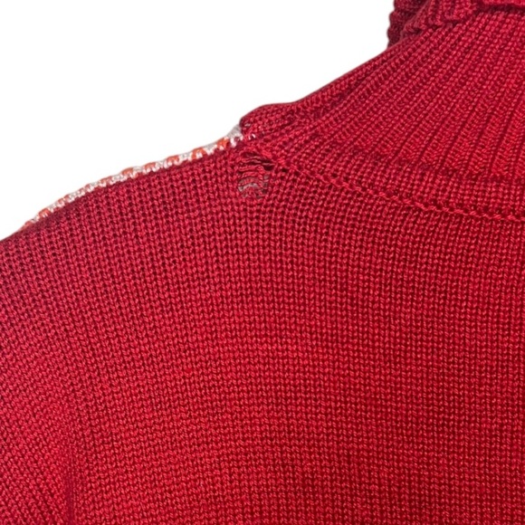 Vintage Fair Isle Knit Sweater Red & Yellow Small - Picture 5 of 5